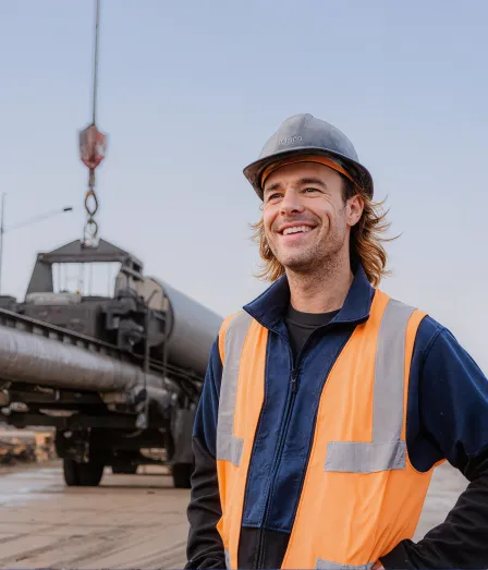 Mannelijke pipeline engineer met veiligheidskleding tijdens de opleiding Masterclass Pipeline Technology - Bedrijfsvoering en onderhoud (MPT) bij Habeo+.